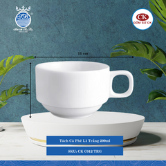 Tách Cà Phê C010, C011, C012 Trắng (Nhiều Size) CK Sứ