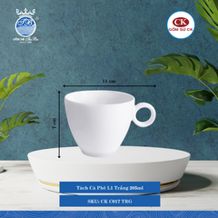 Tách Cà Phê C016, C017 Trắng (Nhiều Size) CK Sứ
