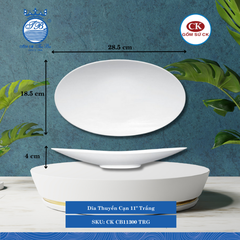 Dĩa Thuyền Cạn Trắng (Nhiều Size) CK Sứ