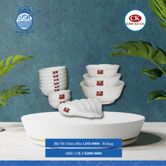 Bộ Tô Chén Dĩa LĐB 0008 - Trắng CK Sứ CK CK009 0008