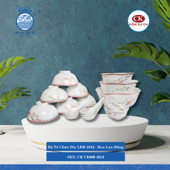 Bộ Tô Chén Dĩa LĐB 1012 - Hoa Lan Hồng CK Sứ CK CK009 1012
