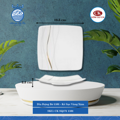 Dĩa Đựng Bơ Hoa Văn 1101 - Kẻ Sọc Vàng Xám Dài: 10.5cm Rộng: 10.5cm Cao: 2.5cm CK Sứ CK SQ171 1101