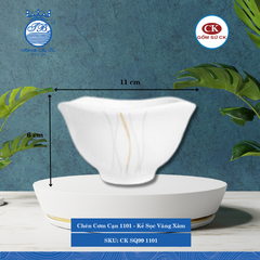 Chén Cơm Cạn Hoa Văn 1101 - Kẻ Sọc Vàng Xám Ø: 11cm 220ml Cao: 6cm CK Sứ CK SQ99 1101