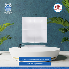 Dĩa Hình Vuông SQD Trắng (Nhiều Size) CK Sứ