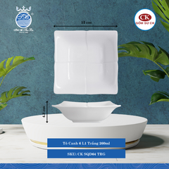 Tô Canh 6 Trắng TRG 260ml Dài: 15cm Rộng: 15cm Cao: 4.3cm CK Sứ CK SQD64 TRG