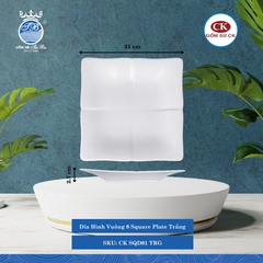 Dĩa Hình Vuông SQD Trắng (Nhiều Size) CK Sứ