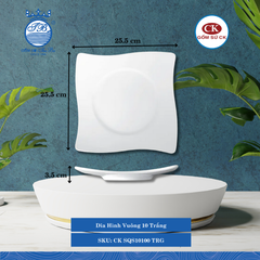 Dĩa Hình Vuông SQS Trắng (Nhiều Size) CK Sứ