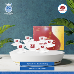 Bộ Tách Trà Trắng (Nhiều Size) CK Sứ