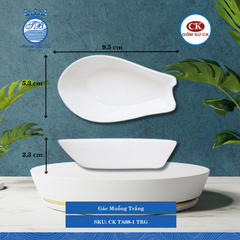 Gác Muỗng Trắng TRG Dài: 9.5cm Rộng: 5.3cm Cao: 2.3cm CK Sứ CK TA08-1 TRG