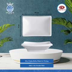 Dĩa Chấm Kiểu Nhật Trắng TRG Dài: 10cm Rộng: 7cm Cao: 2.4cm CK Sứ CK TA152 TRG