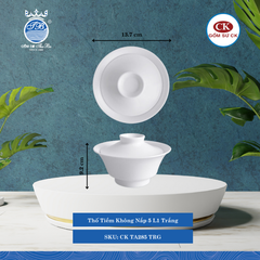 Thố Tiềm Không Nắp 5 Trắng TRG Ø: 13.7cm 280ml Cao: 9cm CK Sứ CK TA285 TRG