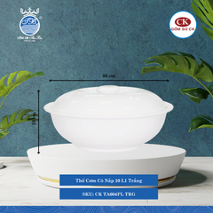 Thố Cơm Có Nắp Trắng (Nhiều Size) CK Sứ