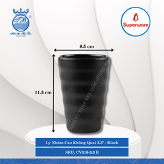 Ly Nhám Cao Không Quai 3.3" J&K Nhám Black (Đen) Ø: 8.5cm 390ml Cao: 11.5cm Superware Nhựa CV318-3.3 B