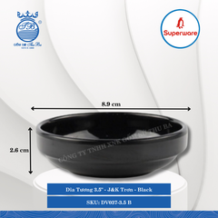 Dĩa Tương 3.5" J&K Trơn Black (Đen) Ø: 8.9cm Cao: 2.6cm Superware Nhựa DV037-3.5 B