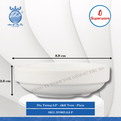 Dĩa Tương 3.5" J&K Trơn Plain (Trắng Trơn) Ø: 8.9cm Cao: 2.6cm Superware Nhựa DV037-3.5 P