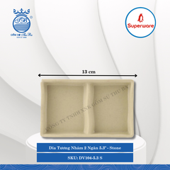 Dĩa Tương Nhám 2 Ngăn 5.3" J&K Nhám Stone (Nâu Đá) Dài: 13cm Rộng: 8.2cm Cao: 3cm Superware Nhựa DV104-5.3 S
