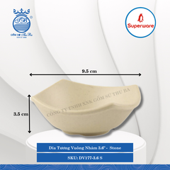 Dĩa Tương Vuông Nhám 3.6" J&K Nhám Stone (Nâu Đá) Dài: 9.5cm Rộng: 9.5cm Cao: 3.5cm Superware Nhựa DV177-3.6 S