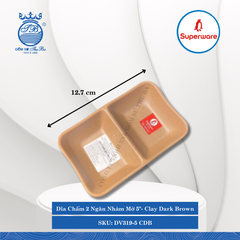 Dĩa Chấm 2 Ngăn Nhám Mờ 5" J&K Nhám Mờ Clay Dark Brown (Nâu Đất Đậm) Dài: 12.7cm Rộng: 8.2cm Cao: 2.8cm Superware Nhựa DV319-5 CDB