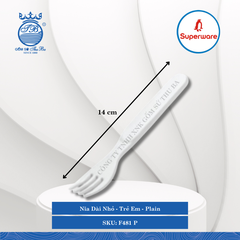 Nĩa Dài Nhỏ Trẻ Em Plain (Trắng Trơn) Dài: 14cm Superware Nhựa F481 P