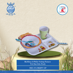 BỘ KHAY 3 PHẦN VUÔNG Fataco - Trẻ Em Gấu Pooh Nhựa FA BK3FV GP