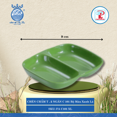 CHÉN CHẤM T . 2 NGĂN C 101 Fataco Bộ Màu Xanh Lá Dài: 9cm Rộng: 7.3cm Cao: 1.5cm Nhựa FA C101 XL