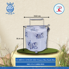 CÀ MÊN 5 ( 2 NGĂN SÂU) Fataco Hoa Xanh Dây Dài: 16.6cm Rộng: 14.2cm Cao: 21.4cm Nhựa FA CAM52 HXD