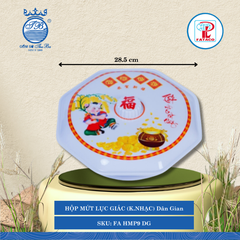 HỘP MỨT LỤC GIÁC (K.NHẠC) Fataco Dân Gian Ø: 28.5cm Cao: 10.5cm Nhựa FA HMP9 DG