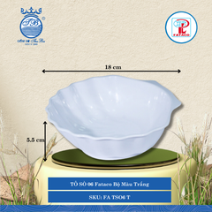 TÔ SÒ 06 Fataco Bộ Màu Trắng Ø: 18cm Cao: 5.5cm Nhựa FA TSO6 T