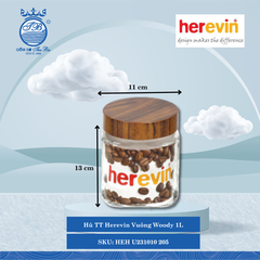 Hủ Vuông Nắp Woody (Nhiều Size) Herevin Thủy Tinh