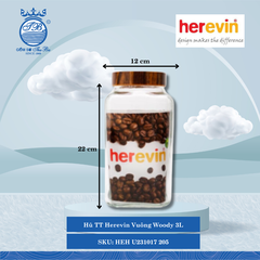 Hủ Vuông Nắp Woody (Nhiều Size) Herevin Thủy Tinh