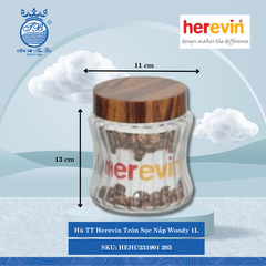 Hủ Tròn Sọc Nắp Woody (Nhiều Size) Herevin Thủy Tinh