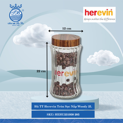 Hủ Tròn Sọc Nắp Woody (Nhiều Size) Herevin Thủy Tinh