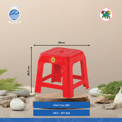 Ghế Lùn 224 Dài: 28cm Rộng: 28cm Cao: 26.5cm Hiệp Thành Nhựa HT 224 (Giao Màu Ngẫu Nhiên)