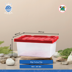 Hộp Vuông Nắp Dài: 37.5cm Rộng: 26.5cm Cao: 16.5cm Hiệp Thành Nhựa HT 261 (Giao Màu Ngẫu Nhiên)