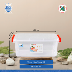 Thùng Nhựa Trong (Nhiều Size, Giao Màu Ngẫu Nhiên) Hiệp Thành Nhựa