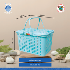 Giỏ 02 Quai Đại Dài: 53cm Rộng: 37cm Cao: 26.5cm Hiệp Thành Nhựa HT 371 (Giao Màu Ngẫu Nhiên)