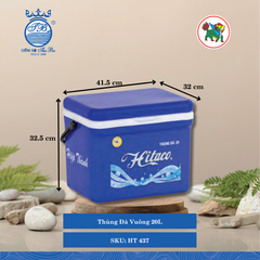 Thùng Đá Vuông 20L 20,000ml Dài: 41.5cm Rộng: 32cm Cao: 32.5cm Hiệp Thành Nhựa HT 437 (Giao Màu Ngẫu Nhiên)