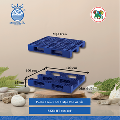 Pallet Liền Khối 1 Mặt Có Lõi Sắt Dài: 120cm Rộng: 100cm Cao: 15cm Hiệp Thành Nhựa HT 466 43T (Giao Màu Ngẫu Nhiên)