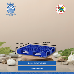 Pallet Liền Khối 480 Dài: 120cm Rộng: 100cm Cao: 15cm Hiệp Thành Nhựa HT 480 (Giao Màu Ngẫu Nhiên)