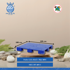 Pallet Liền Khối 1 Mặt 497C Dài: 120cm Rộng: 100cm Cao: 14cm Hiệp Thành Nhựa HT 497-C (Giao Màu Ngẫu Nhiên)