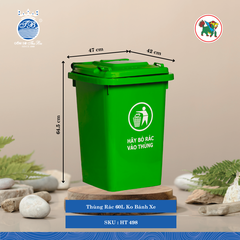 Thùng Rác 60L (Nhiều Loại, Giao Màu Ngẫu Nhiên) Hiệp Thành Nhựa