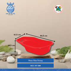 Thau Tắm Trung Dài: 64.5cm Rộng: 41.5cm Cao: 16.5cm Hiệp Thành Nhựa HT 500 (Giao Màu Ngẫu Nhiên)