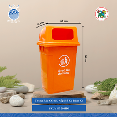 Thùng Rác Công Cộng 90L Nắp Hở (Nhiều Loại, Giao Màu Ngẫu Nhiên) Hiệp Thành Nhựa