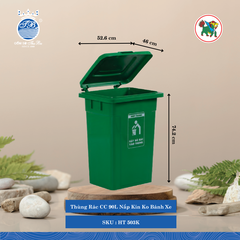 Thùng Rác Công Cộng 90L Nắp Kín (Nhiều Loại, Giao Màu Ngẫu Nhiên) Hiệp Thành Nhựa