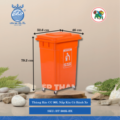 Thùng Rác Công Cộng 90L Nắp Kín (Nhiều Loại, Giao Màu Ngẫu Nhiên) Hiệp Thành Nhựa