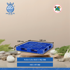 Pallet Liền Khối 1 Mặt 562 Dài: 120cm Rộng: 120cm Cao: 15cm Hiệp Thành Nhựa HT 562 (Giao Màu Ngẫu Nhiên)