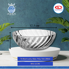 Chén Xoắn /Cườm RAINBOW Ø: 12.5cm 290ml Cao: 4.4cm 72 Cái/Thùng 12 Cái/Hộp 14Gr. Lucky Glass Thủy Tinh TL Bowl LG 216