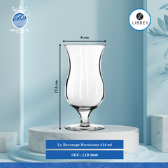 Ly Hurricane ØĐáy: 7.3cm ØMiệng: 8cm 414ml Cao: 17.5cm 12 Cái/Thùng Libbey Thuỷ tinh CN Glassware LIB 3840