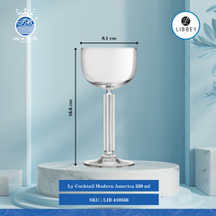 Ly Modern America Ø: 8.1cm 220ml Cao: 16.6cm 6 Cái/Thùng Libbey Thuỷ tinh EU Glassware LIB 410556