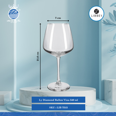 Ly Vina Ø: 10.2cm ØĐáy: 8.3cm ØMiệng: 7cm 540ml Cao: 21.6cm 12 Cái/Thùng Libbey Thuỷ tinh US Glassware LIB 7515